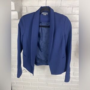 Vince Navy Blue Wool Blend Open Front Cropped Blazer Jacket quiet lux business